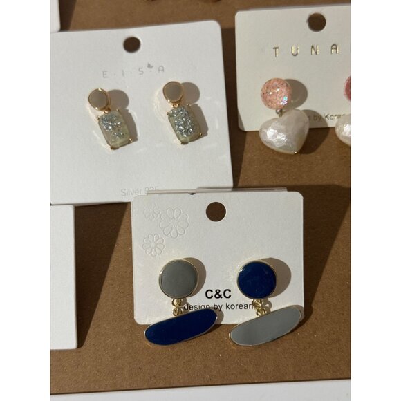 Beonon Earrings Set for Women 10 Pairs Geometric Drop Oil Earrings - Picture 3 of 7